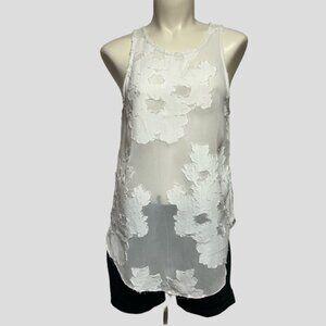 Aritzia Wilfred White Sèvres Floral Sleeveless Tunic Top Blouse